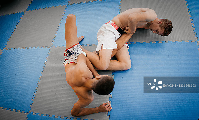 正在进行柔术训练的两名男子图片素材