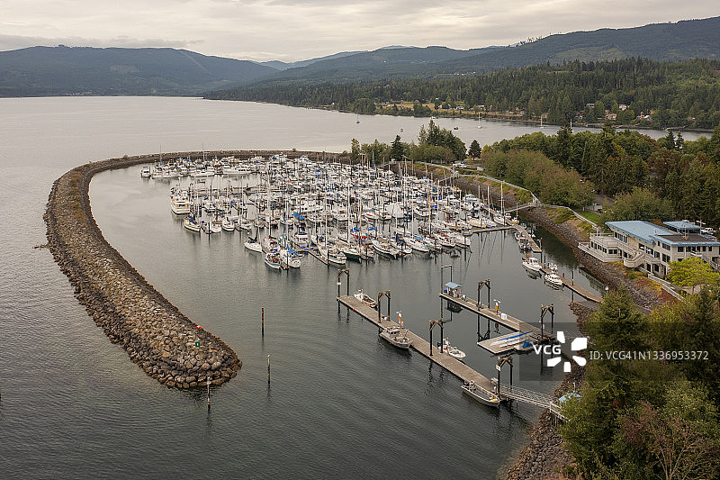 华盛顿州斯奎姆约翰·韦恩码头鸟瞰图片素材