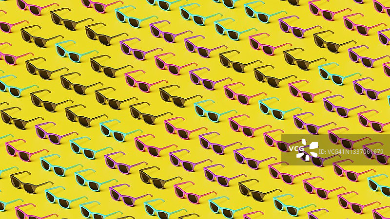 黄色背景上的太阳镜图片素材