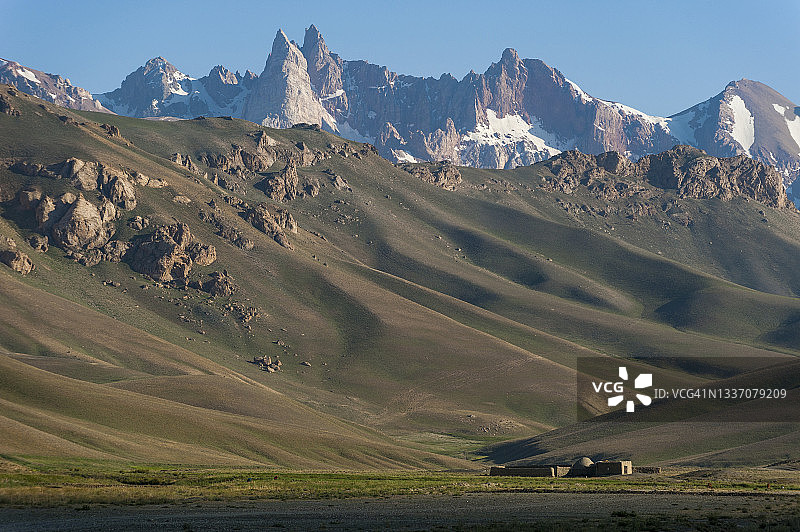 巴米扬省卡拉-萨布兹村科赫-巴巴山脉下的偏远农场图片素材