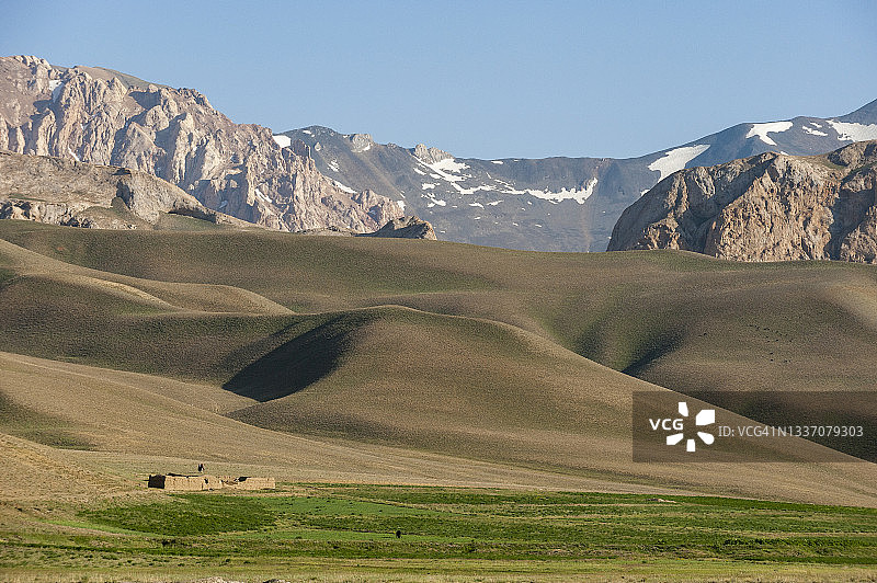 巴米扬省卡拉-萨布兹村科赫-巴巴山脉下的偏远农场图片素材