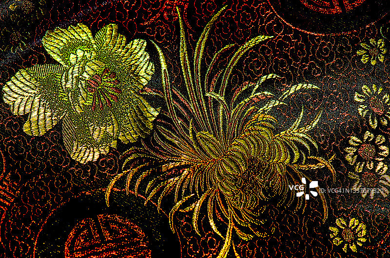 旗袍刺绣设计与中国结图片素材