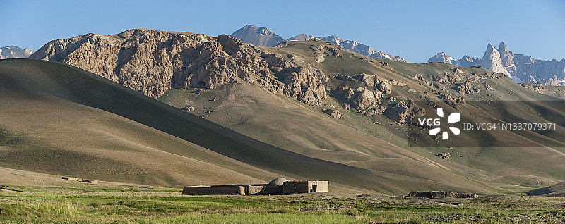 巴米扬省卡拉-萨布兹村科赫-巴巴山脉下的偏远农场图片素材