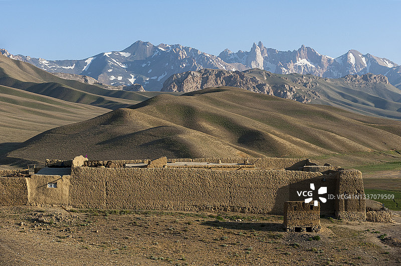 巴米扬省卡拉-萨布兹村科赫-巴巴山脉下的偏远农场图片素材