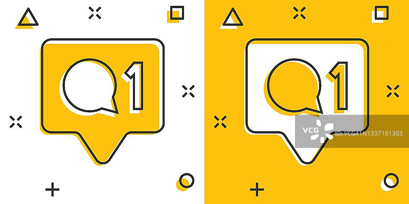 漫画风格的社交媒体通知图标：点赞、评论、关注矢量卡通插画图片素材