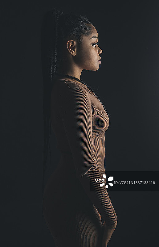 非裔美国女孩爆炸头的美容肖像。美丽的黑人女性。化妆品和时尚图片素材