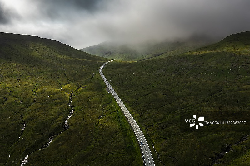 法罗群岛山区公路航拍图片素材