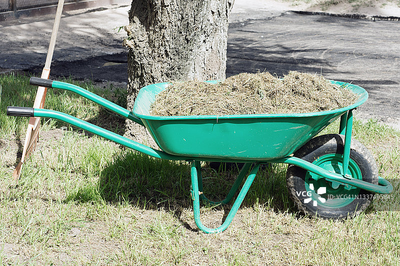 装满干草的独轮车图片素材