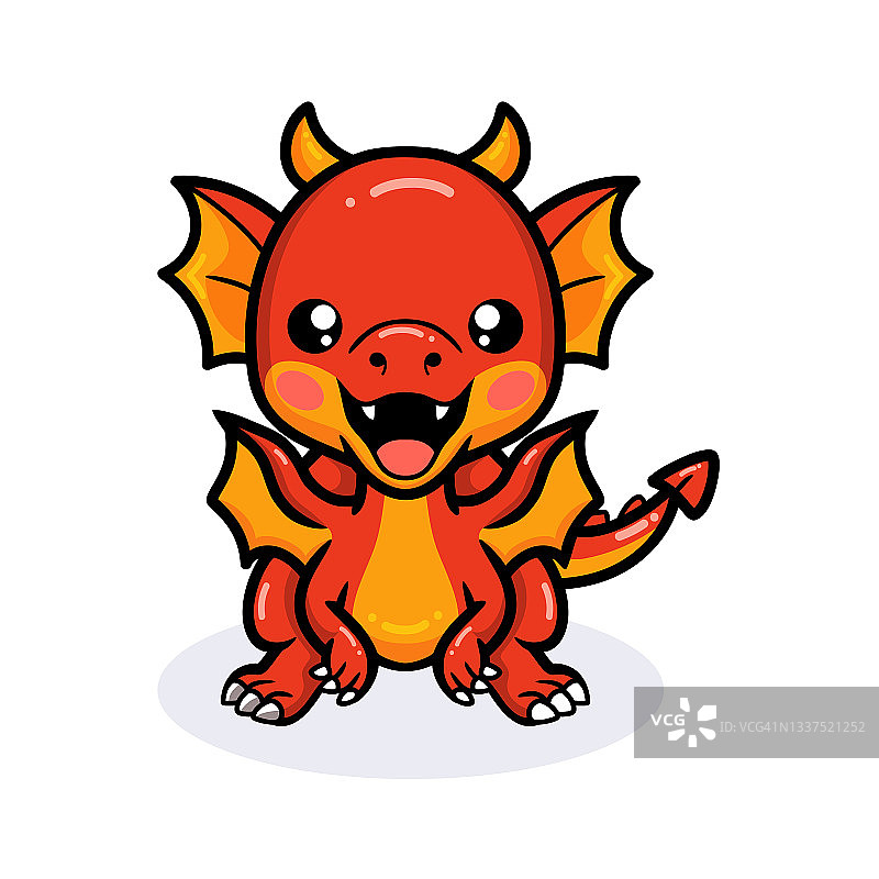 可爱的红色小龙卡通图片素材