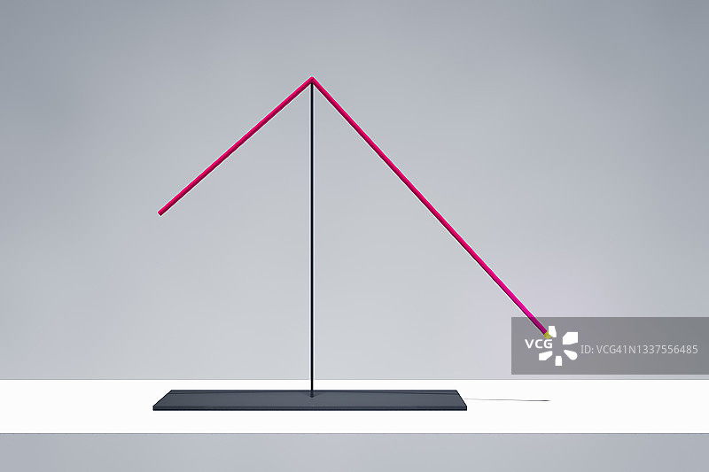 显示器上从上升到下降的折线图图片素材