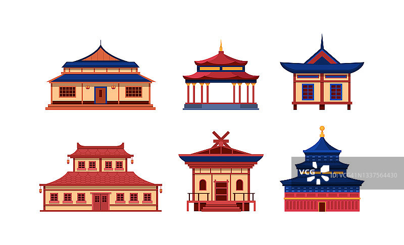 中式寺庙和传统亚洲风格的房屋图片素材