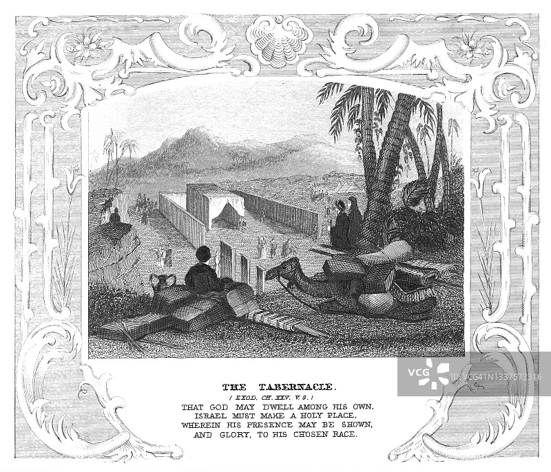 古老的雕刻插图：圣幕图片素材