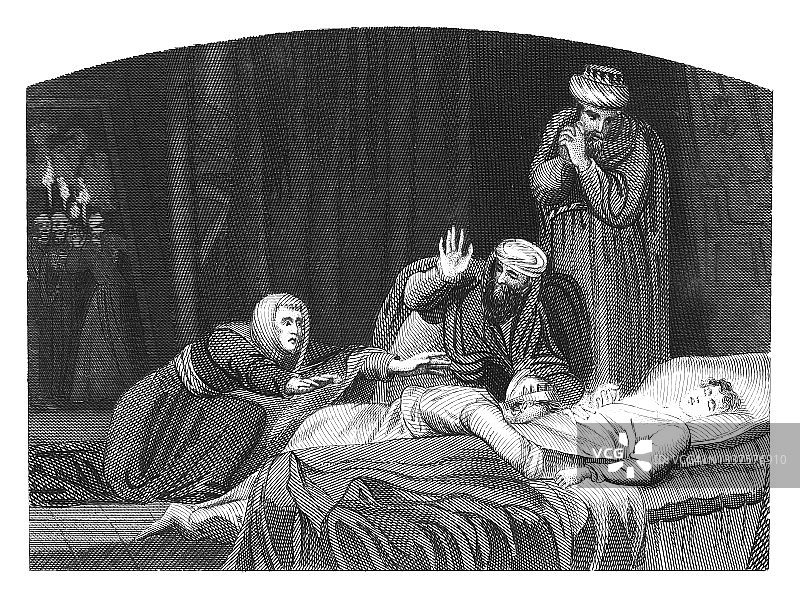 旧版雕刻插图：埃及长子之死图片素材