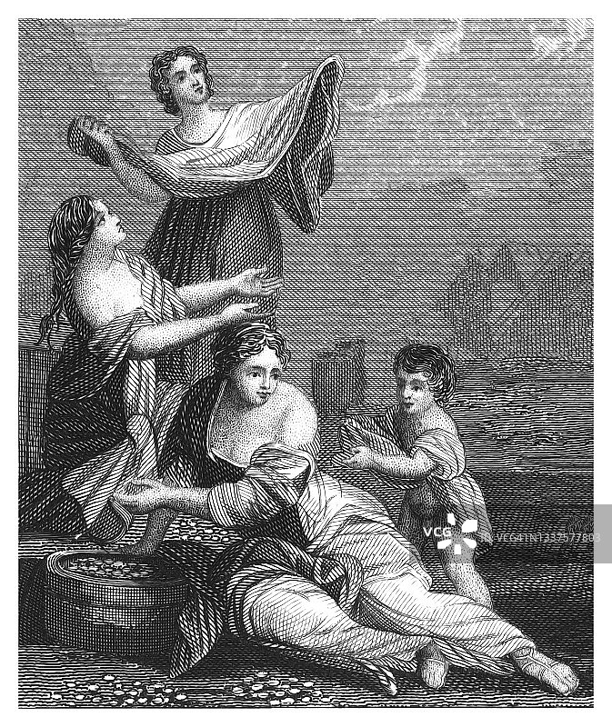 吗哪降临旧版画图片素材