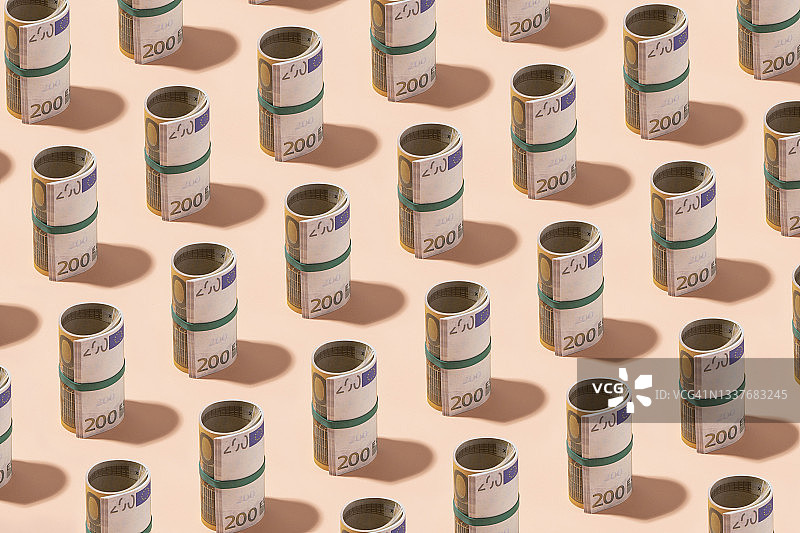 两百欧元纸币卷图片素材