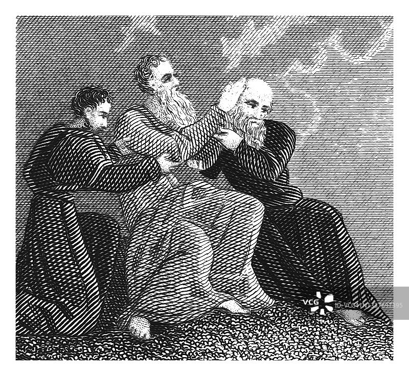 战败的亚玛力人古老雕刻插图图片素材