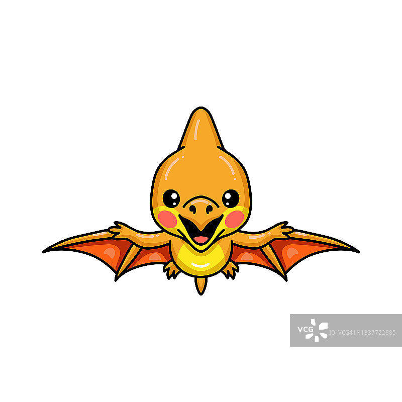 可爱的卡通翼龙飞翔图片素材