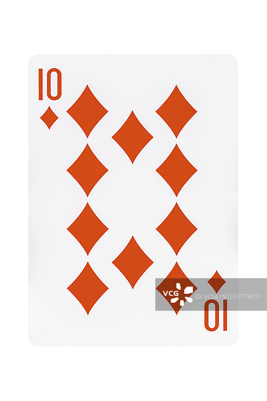 白色背景上隔离的梅花10扑克牌，带裁剪路径图片素材