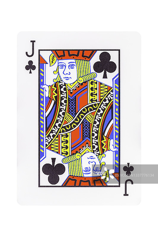 白色背景上孤立的梅花J扑克牌图片素材