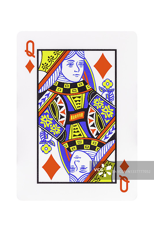 方块Q扑克牌（白色背景，含裁剪路径）图片素材