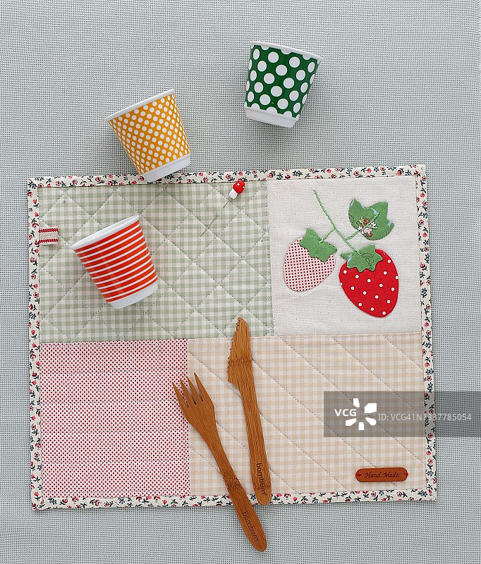 可爱拼布餐垫图片素材