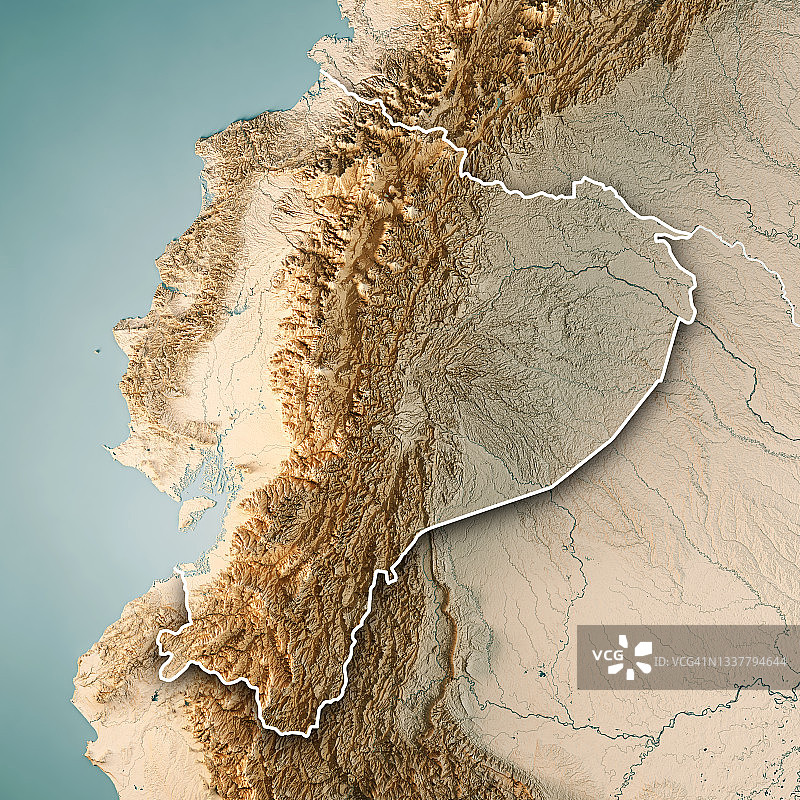 厄瓜多尔地形3D渲染地图图片素材