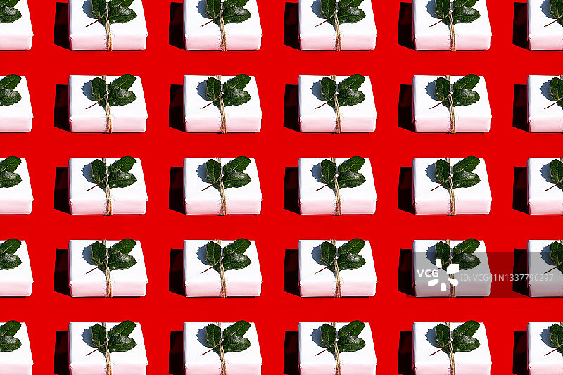 绿冬青叶DIY礼盒创意图案图片素材