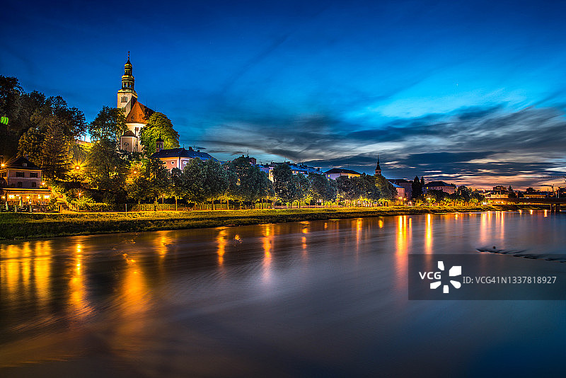 奥地利萨尔茨堡的萨尔察赫河图片素材