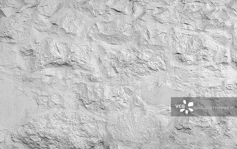 白色粉刷的粗糙石墙特写：正面图图片素材