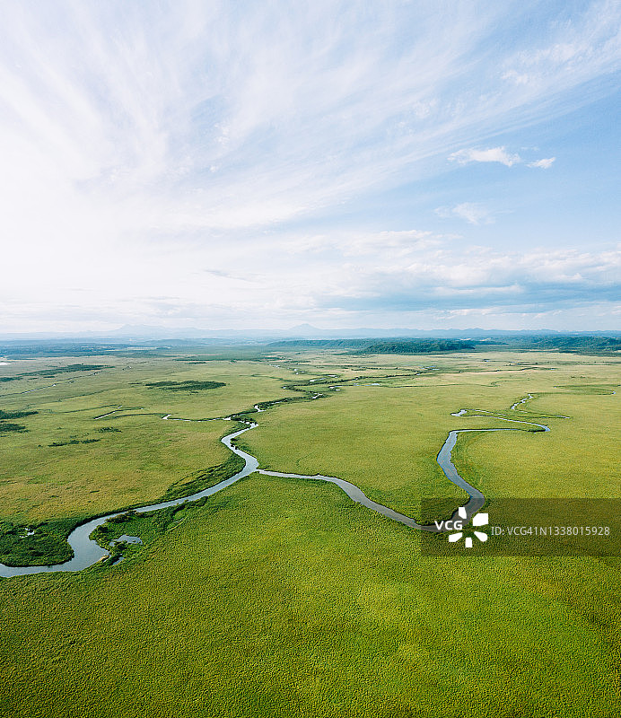日本北海道钏路湿原国家公园航拍图片素材