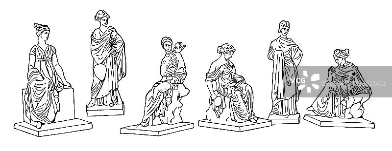 塔纳格拉陶俑：古希腊赤陶雕像图片素材