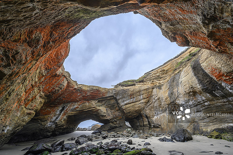 俄勒冈州中部海岸的魔鬼水罐州立自然保护区图片素材