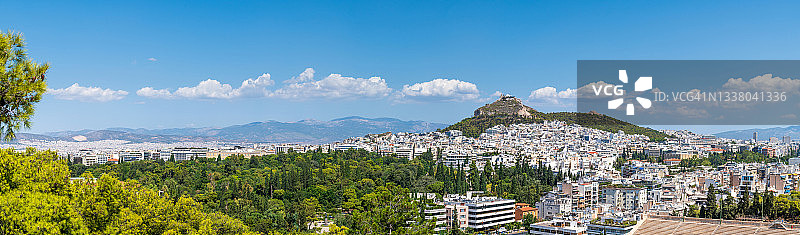 雅典全景，含国家花园和吕卡维托斯山图片素材