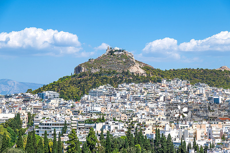 雅典和利卡维托斯山的现代景观图片素材