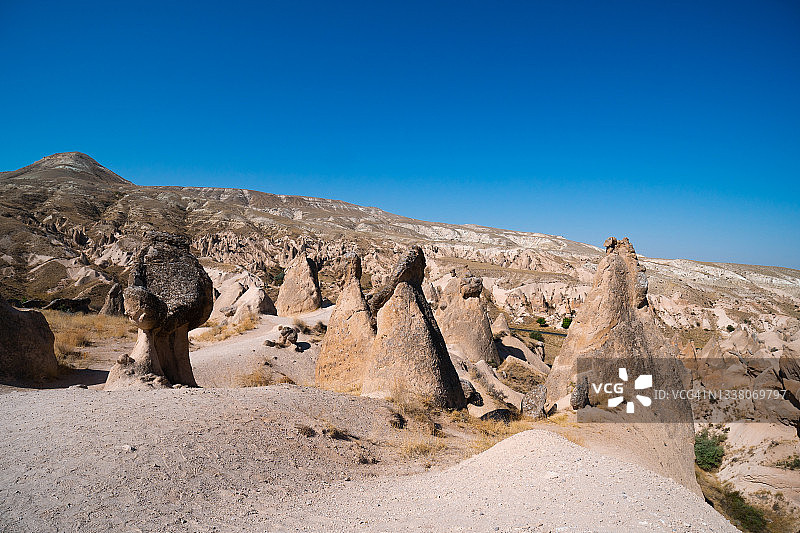 土耳其卡帕多奇亚：代夫伦特玫瑰岩石地貌，旅行度假概念，夏季晴天图片素材