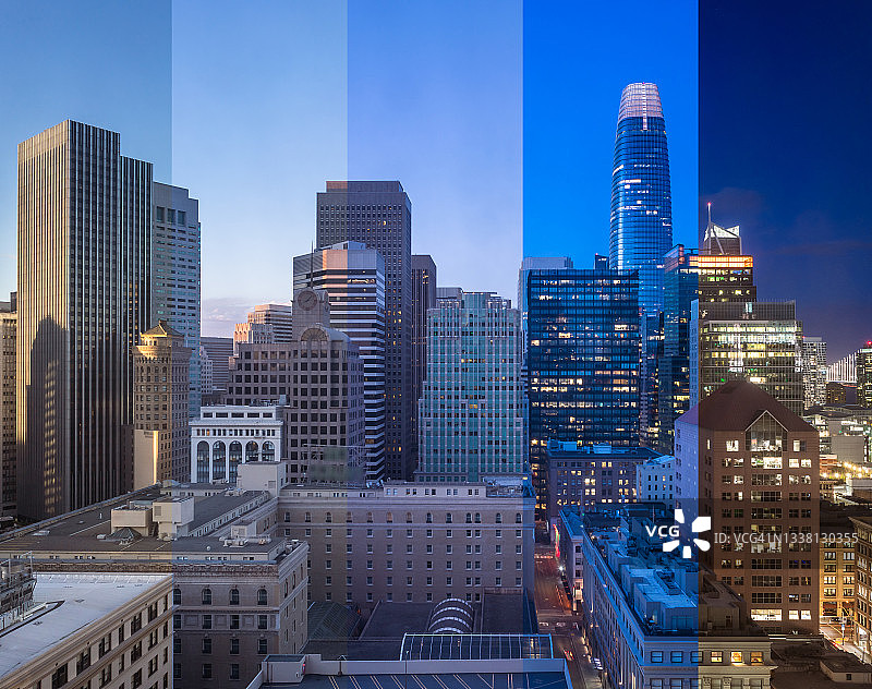 加利福尼亚州旧金山的日落延时合成景观图片素材