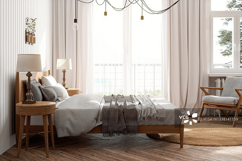 斯堪的纳维亚风格卧室室内设计图片素材