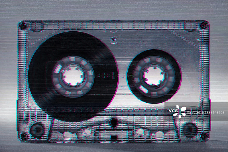 具有故障VHS效果的盒式录音带图片素材