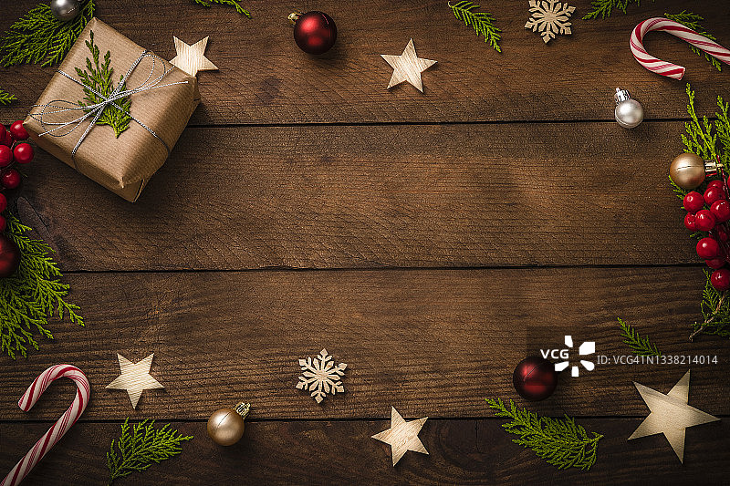 带复制空间的木桌圣诞节框架图片素材