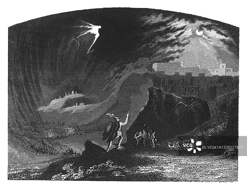 亚述文明的毁灭古版画图片素材