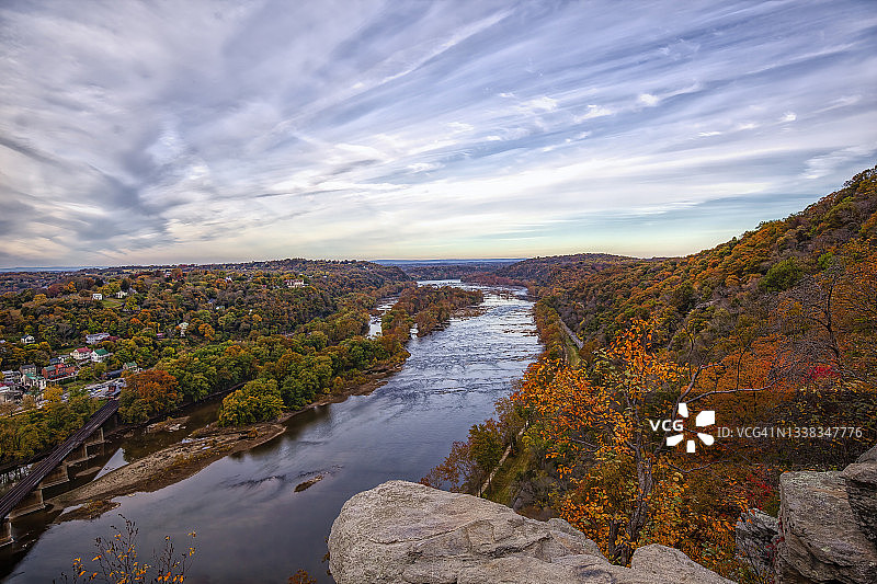 从马里兰高地眺望哈珀斯费里日落图片素材
