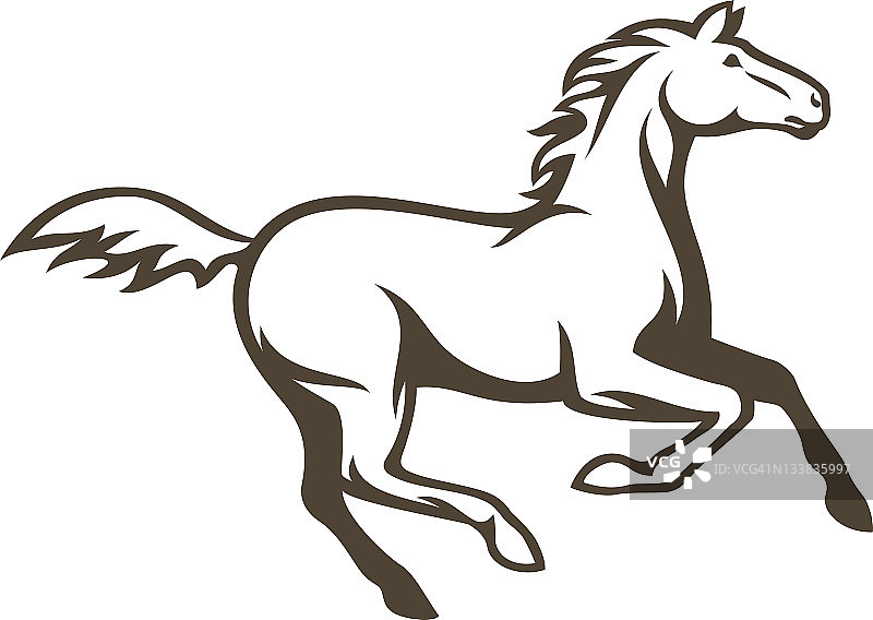 棕色马的简单绘画图片素材