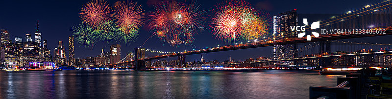 纽约城市夜景与烟花图片素材