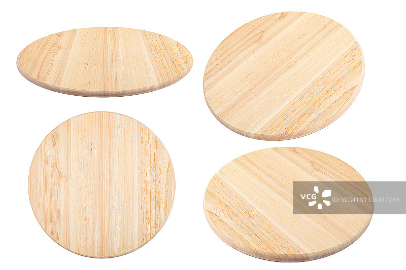 白色背景下的圆形砧板图片素材