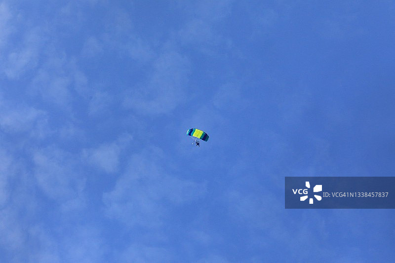 在蓝天中跳伞图片素材
