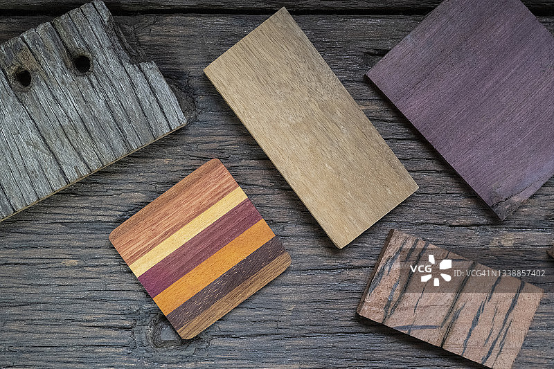 可创意再利用的木材样品，展示颜色和纹理图片素材