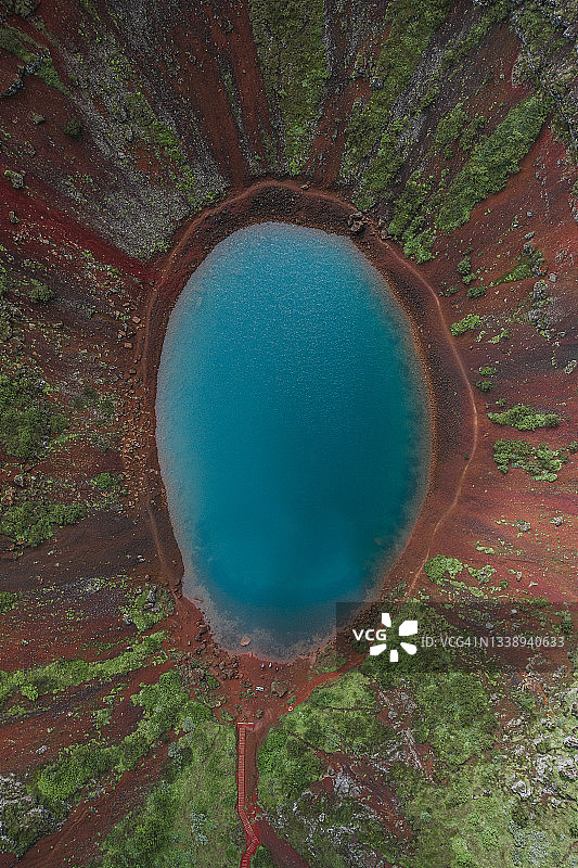 冰岛格里姆斯内斯火山克里ð火山口航拍照片图片素材