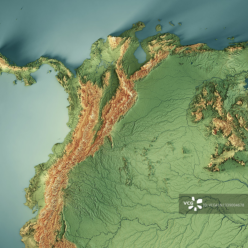 哥伦比亚地形图3D渲染图片素材