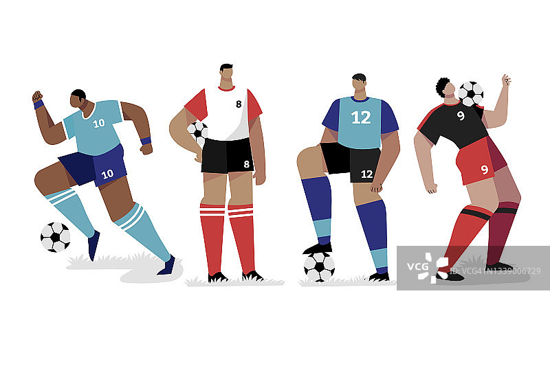 扁平风格足球运动员矢量图图片素材
