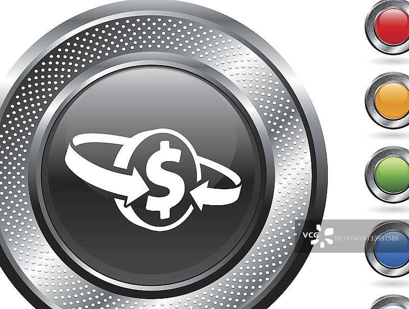 金属按钮上的货币兑换免版税矢量艺术图片素材